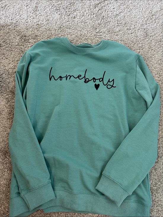 Amazon Sweaters - Amazon Women’s 'homebody' Pullover Sweatshirt - Teal Green with Black Script